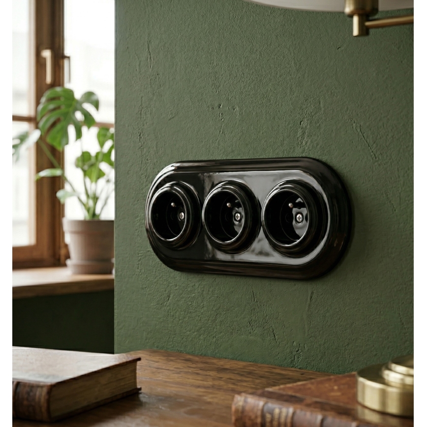 Bohemia-Design - Marco retro triple de porcelana, negro