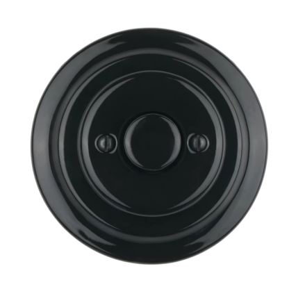 Bohemia-Design - Regulador de intensidad giratorio retro de porcelana con embellecedor 250V/10A negro