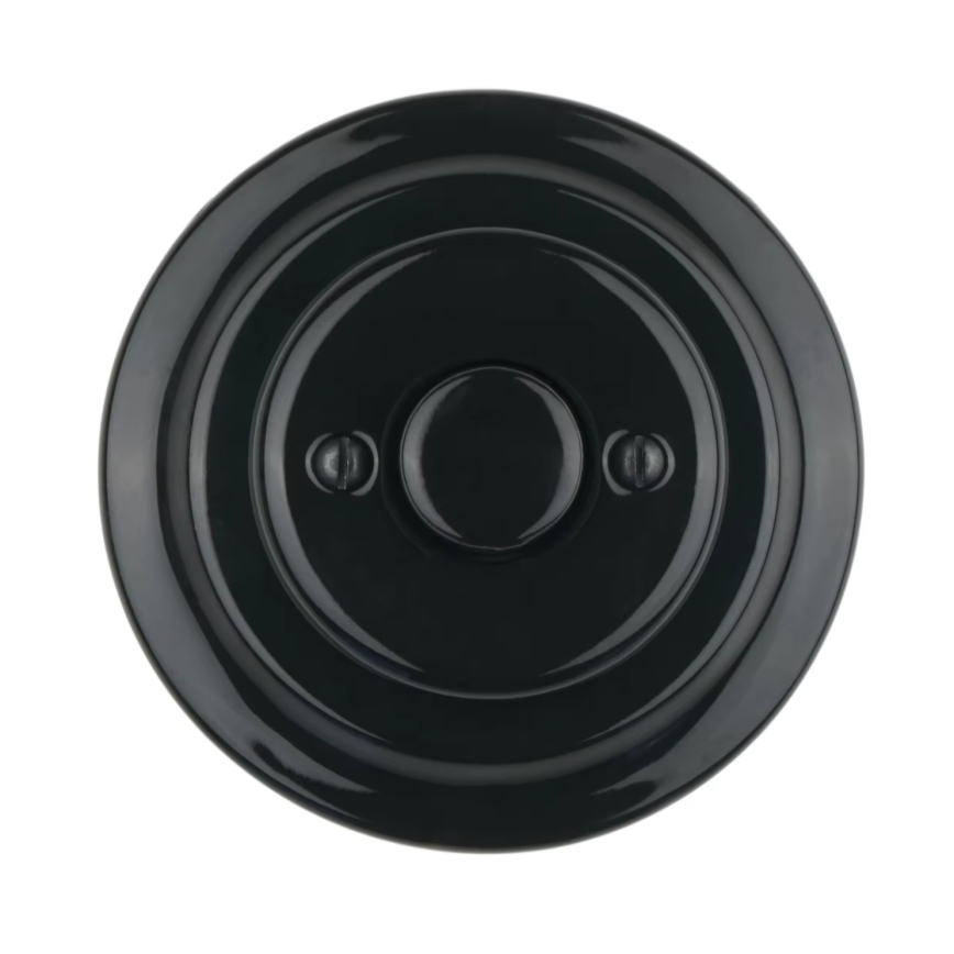 Bohemia-Design - Regulador de intensidad giratorio retro de porcelana con embellecedor 250V/10A negro