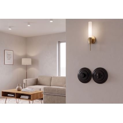 Bohemia-Design - Regulador de intensidad giratorio retro de porcelana con embellecedor 250V/10A negro