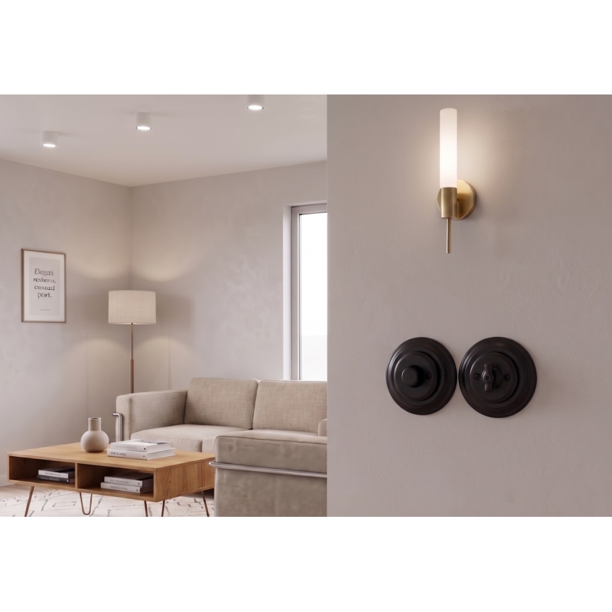 Bohemia-Design - Regulador de intensidad giratorio retro de porcelana con embellecedor 250V/10A negro
