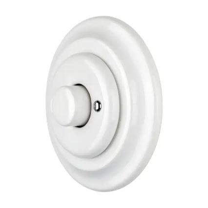 Bohemia-Design - Regulador rotativo retro de porcelana con marco 250V/10A blanco