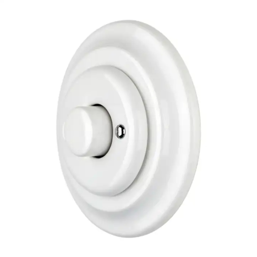 Bohemia-Design - Regulador rotativo retro de porcelana con marco 250V/10A blanco