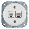 Bohemia-Design - Roseta Ethernet retro de porcelana sin marco, 2x CAT.5E, blanca