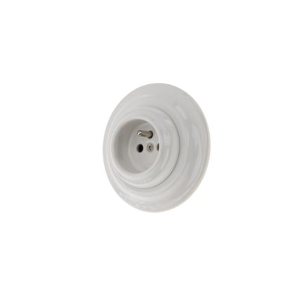 Bohemia-Design - Toma de corriente retro de porcelana para hogar con marco 250V/16A, blanco