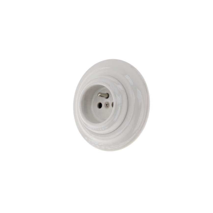 Bohemia-Design - Toma de corriente retro de porcelana para hogar con marco 250V/16A, blanco