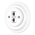 Bohemia-Design - Toma Ethernet retro de porcelana con marco, 2 puertos CAT.5E, blanca