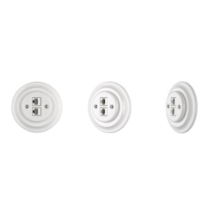 Bohemia-Design -Toma Ethernet retro de porcelana sin marco 2x CAT.5E blanca
