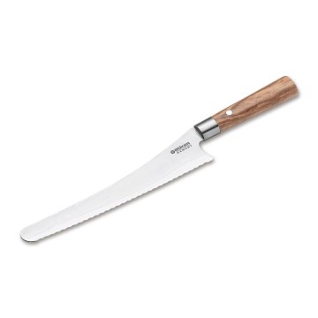 Böker - Cuchillo de cocina para pan DAMAST OLIVE de acero damasco, 23,5 cm, mango de madera de olivo