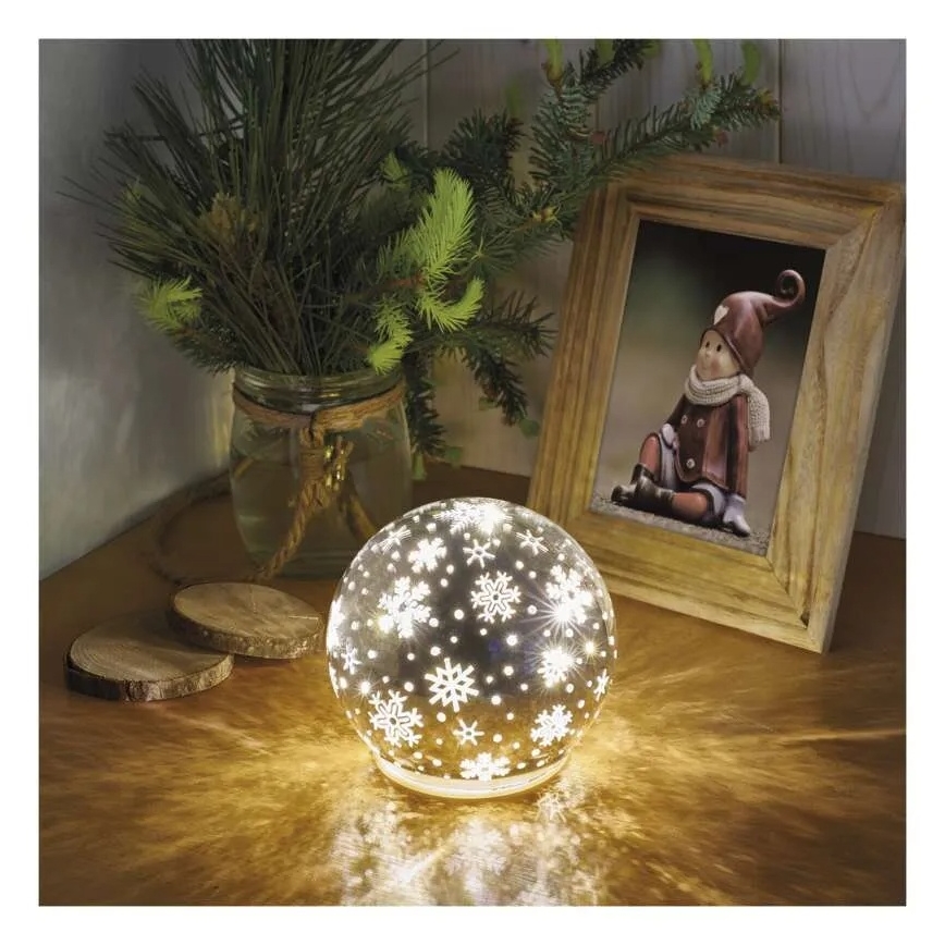 Bola decorativa navideña LED/0,3W/3xAA, diámetro 12 cm