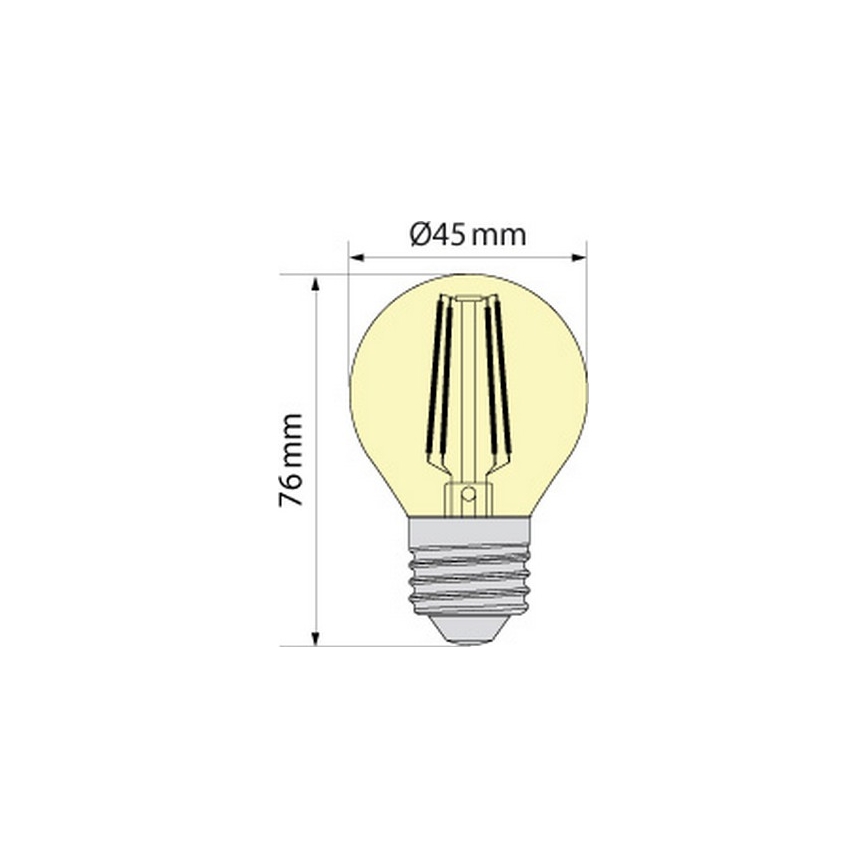 Bombilla LED CLASSIC AMBER G45 E27/6,5W/230V 2200K - Brilagi