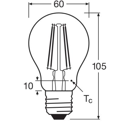 Bombilla LED CLASSIC FILAMENT A60 E27/7,5W/230V 2700K - Ledvance