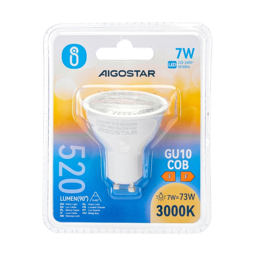 Bombilla LED COB GU10/7W/230V 3000K - Aigostar