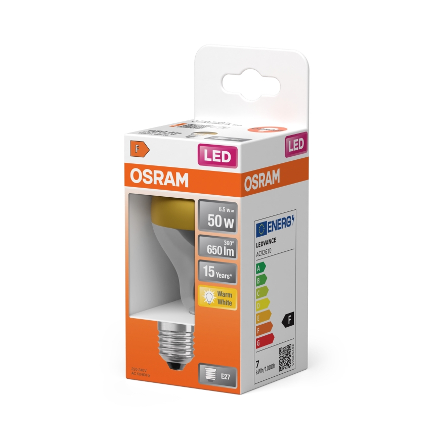 Bombilla LED con acabado espejo FILAMENT E27/6,5W/230V 2700K dorada - Osram