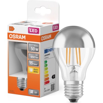Bombilla LED con casquete reflectante FILAMENT E27/6,5W/230V 2700K plateada- Osram