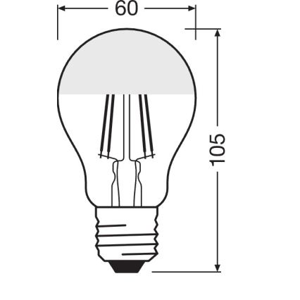 Bombilla LED con casquete reflectante FILAMENT E27/6,5W/230V 2700K plateada- Osram