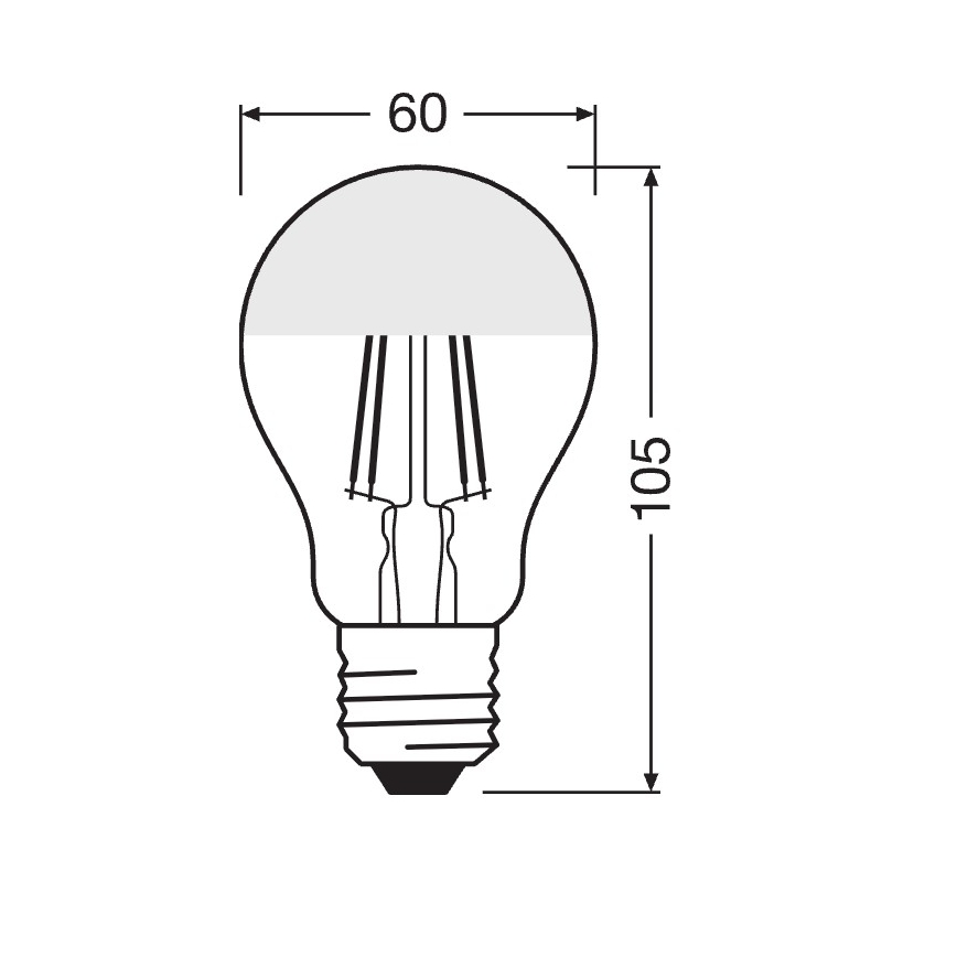 Bombilla LED con casquete reflectante FILAMENT E27/6,5W/230V 2700K plateada- Osram
