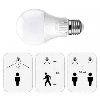 Bombilla LED con sensor de movimiento E27/9W/230V 6500K