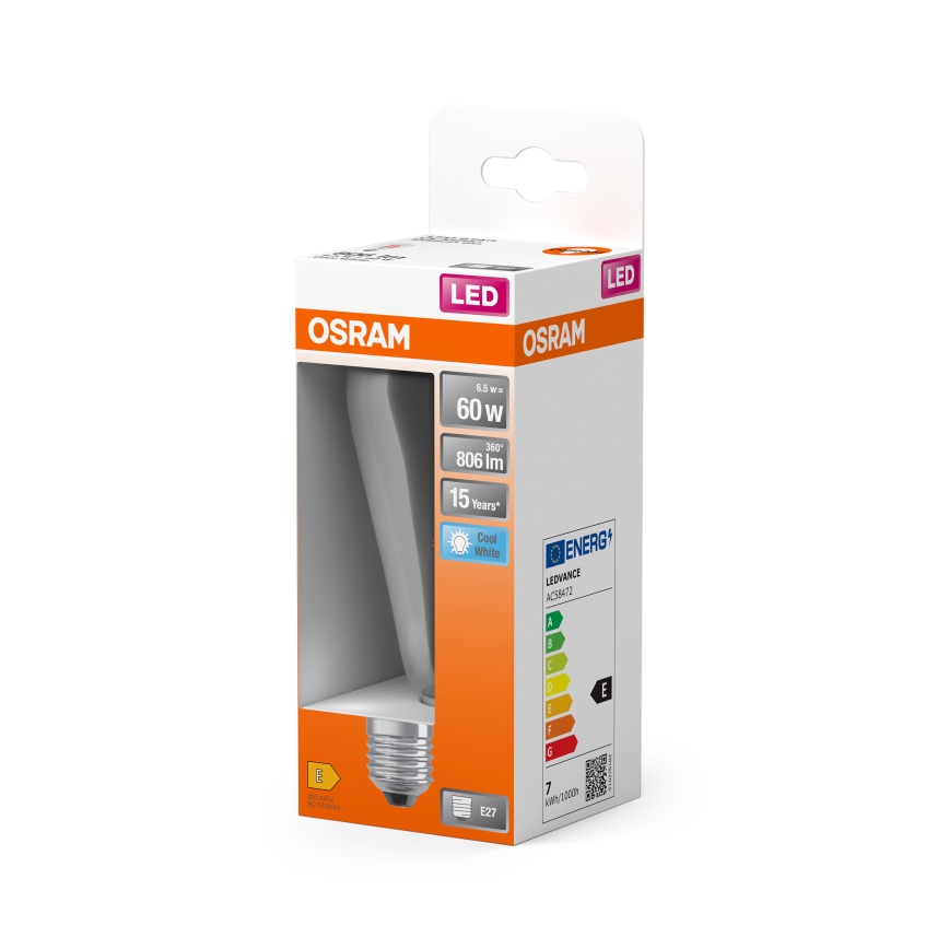 Bombilla LED de filamento clásico E27/6,5W/230V 4000K - Osram