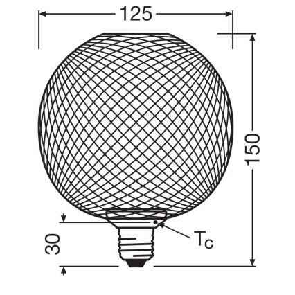 Bombilla LED DECOR FLAT G125 E27/3,5W/230V 2700K negro - Osram