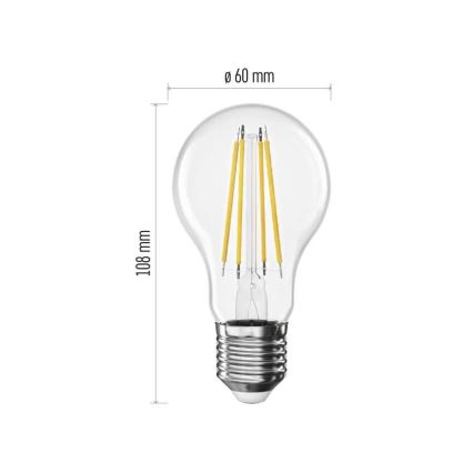 Bombilla LED FILAMENT A60 E27/3,8W/230V 4000K Clase energética A
