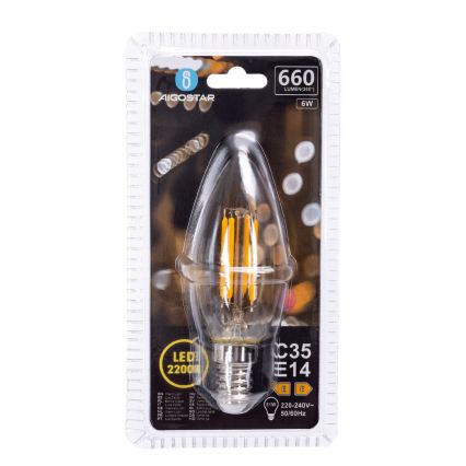 Bombilla LED FILAMENT C35 E14/6W/230V 2200K - Aigostar