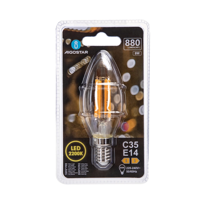 Bombilla LED FILAMENT C35 E14/8W/230V 2200K - Aigostar