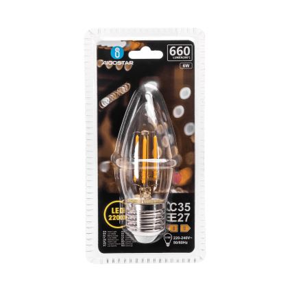 Bombilla LED FILAMENT C35 E27/6W/230V 2200K - Aigostar