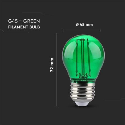 Bombilla LED FILAMENT G45 E27/2W/230V verde