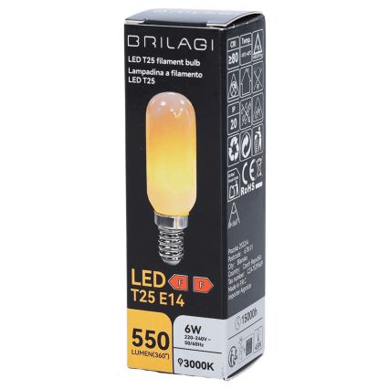 Bombilla LED Filamento T25 E14/6W/230V 3000K - BRILAGI