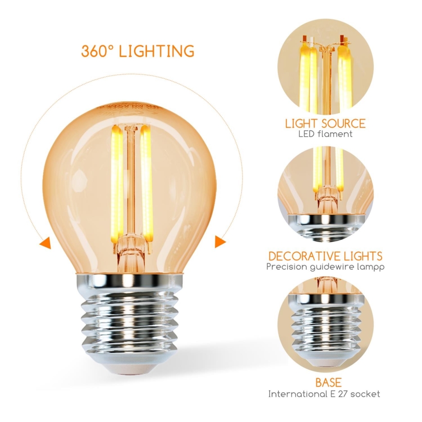 Bombilla LED G45 E27/6W/230V 2200K - Aigostar