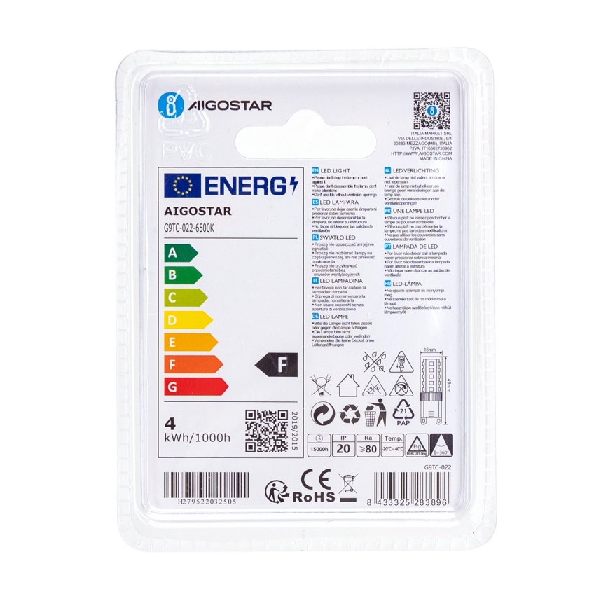 Bombilla LED G9/3,5W/230V 6500K - Aigostar