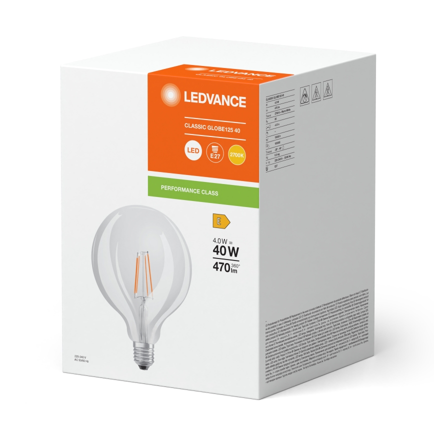 Bombilla LED Globe Classic de Filamento G125 E27/4W/230V 2700K - Ledvance