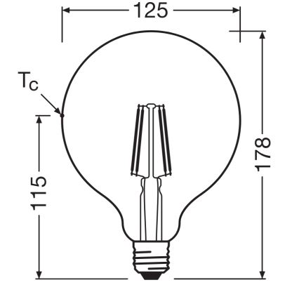 Bombilla LED Globe Classic de Filamento G125 E27/4W/230V 2700K - Ledvance