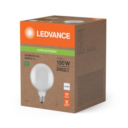 Bombilla LED GLOBE CLASSIC FILAMENT G125 E27/11,6W/230V 4000K - Ledvance