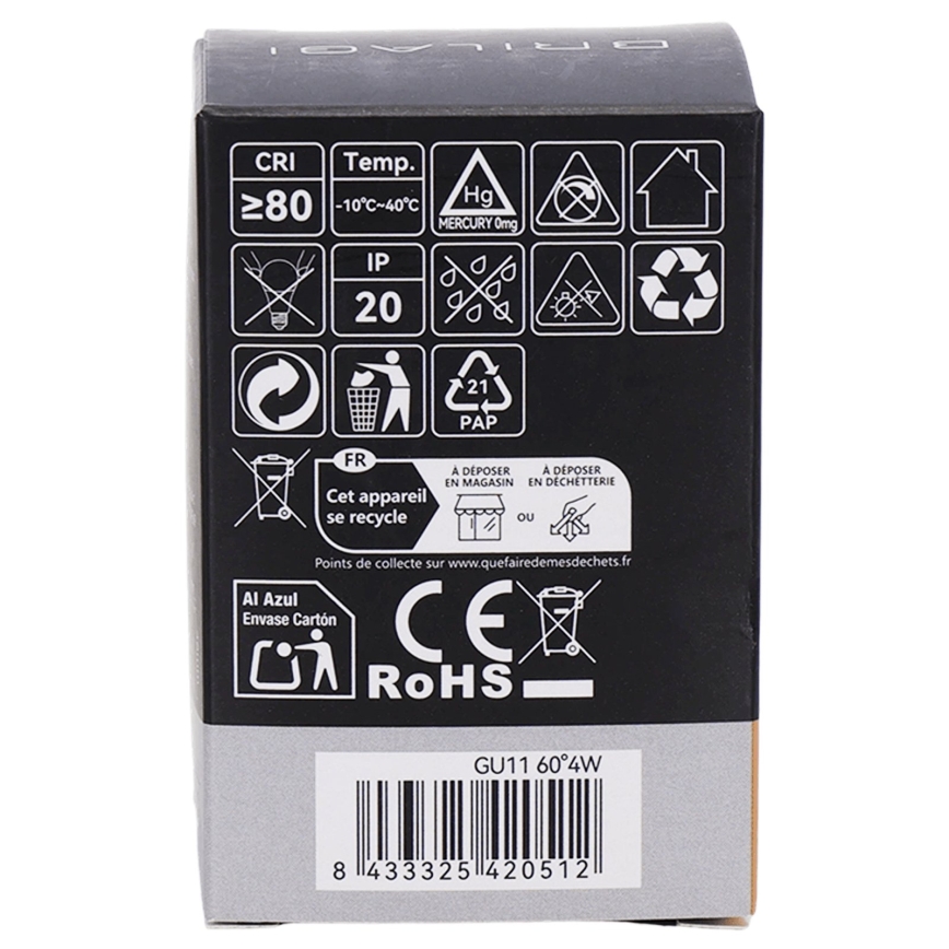 Bombilla LED MR11 GU10/4W/230V 3000K 60° - BRILAGI