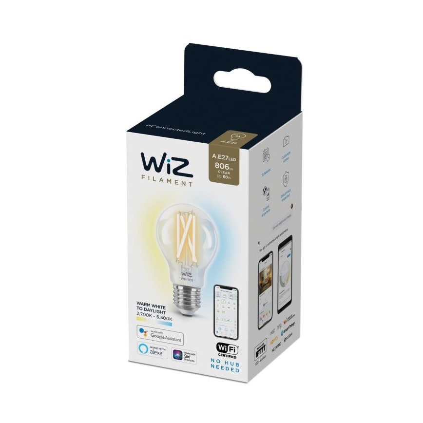 Bombilla LED regulable FILAMENT A60 E27/6,7W/230V 2700-6500K CRI 90 Wi-Fi - WiZ