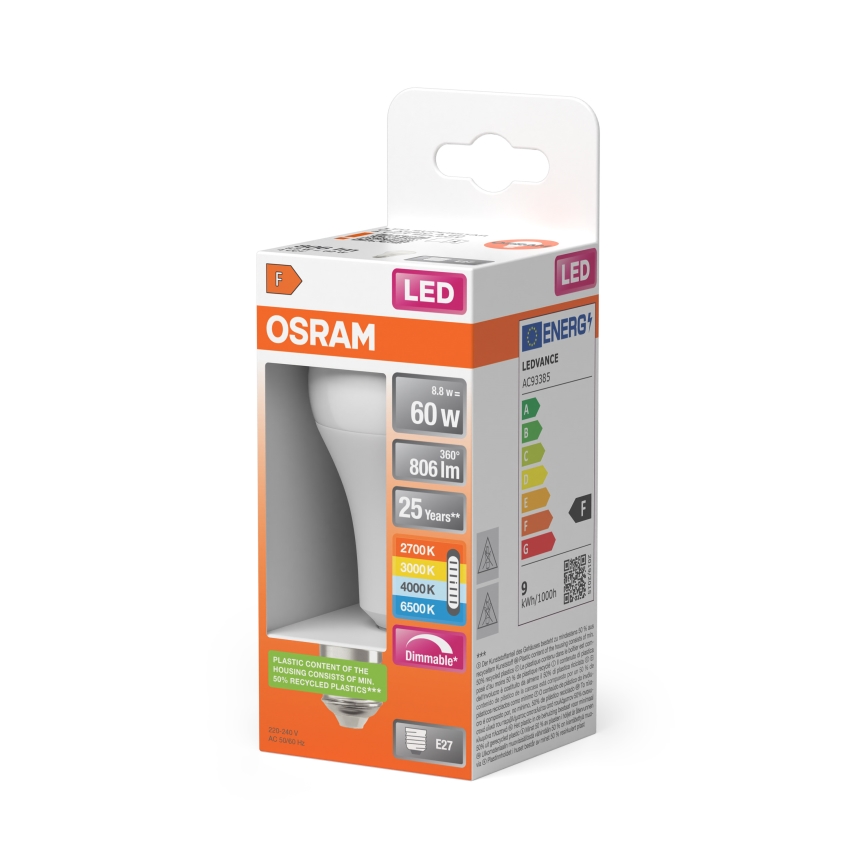 Bombilla LED regulable CLASSIC A60 E27/8,8W/230V 2700/3000/4000/6500K - Osram
