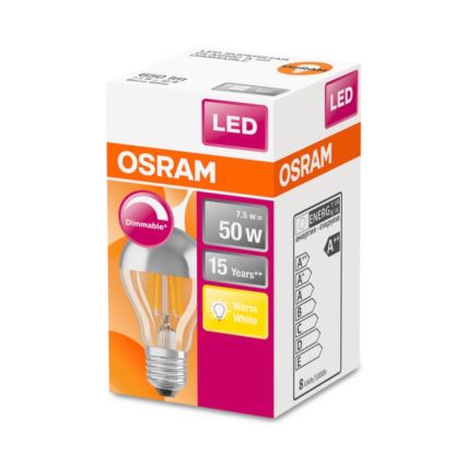 Bombilla LED regulable con casquillo esférico de espejo E27/7,5W/230V 2700K - Osram