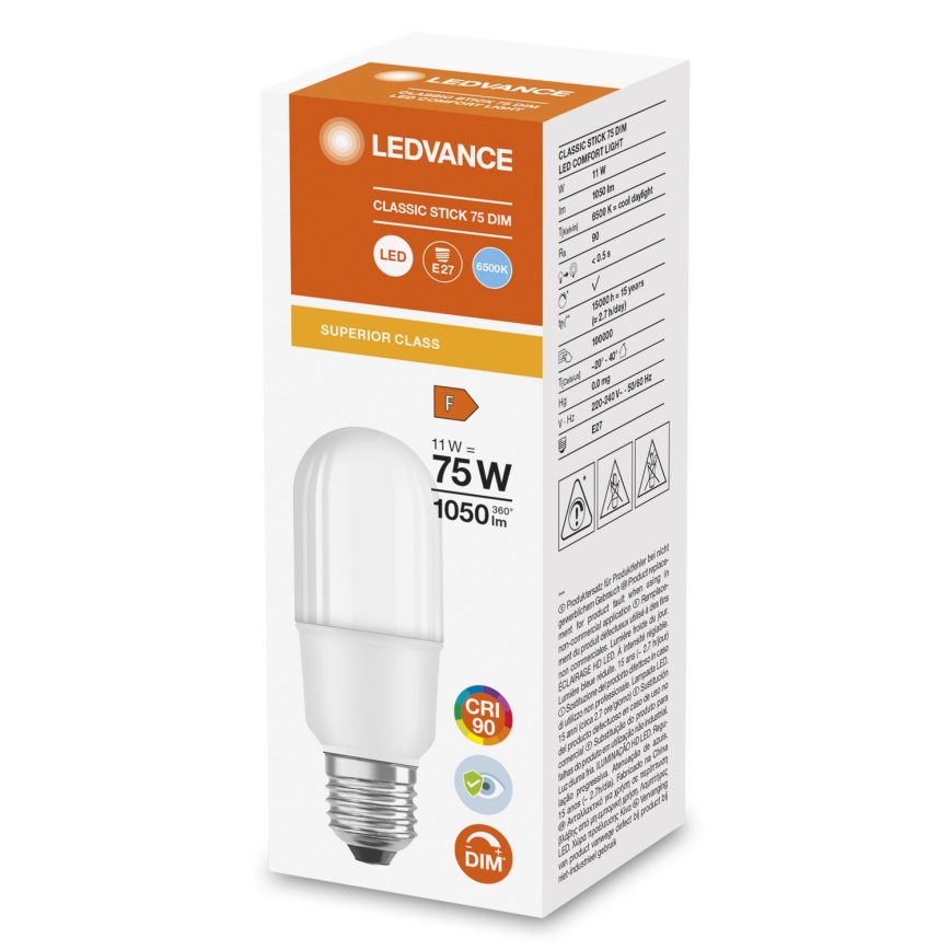 Bombilla LED regulable E27/11W/230V 6500K IRC 90 - Ledvance