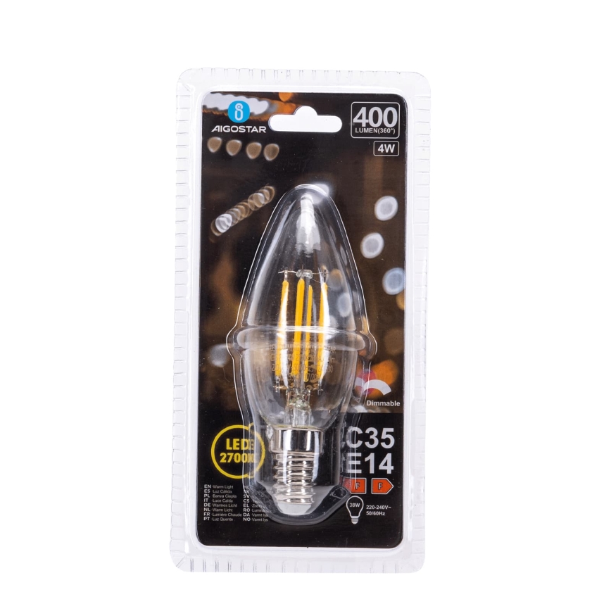 Bombilla LED regulable FILAMENT C35 E14/4W/230V 2700K - Aigostar