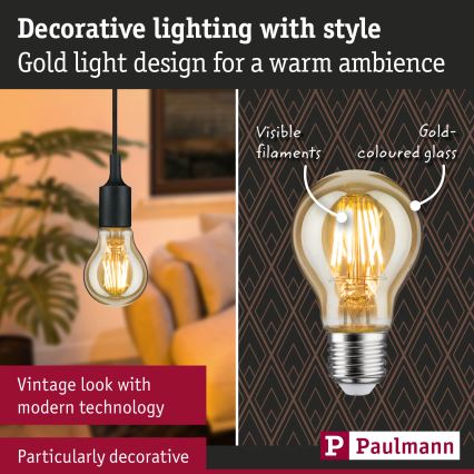 Bombilla LED regulable FILAMENT E27/6W/230V 1700K - Paulmann 28522