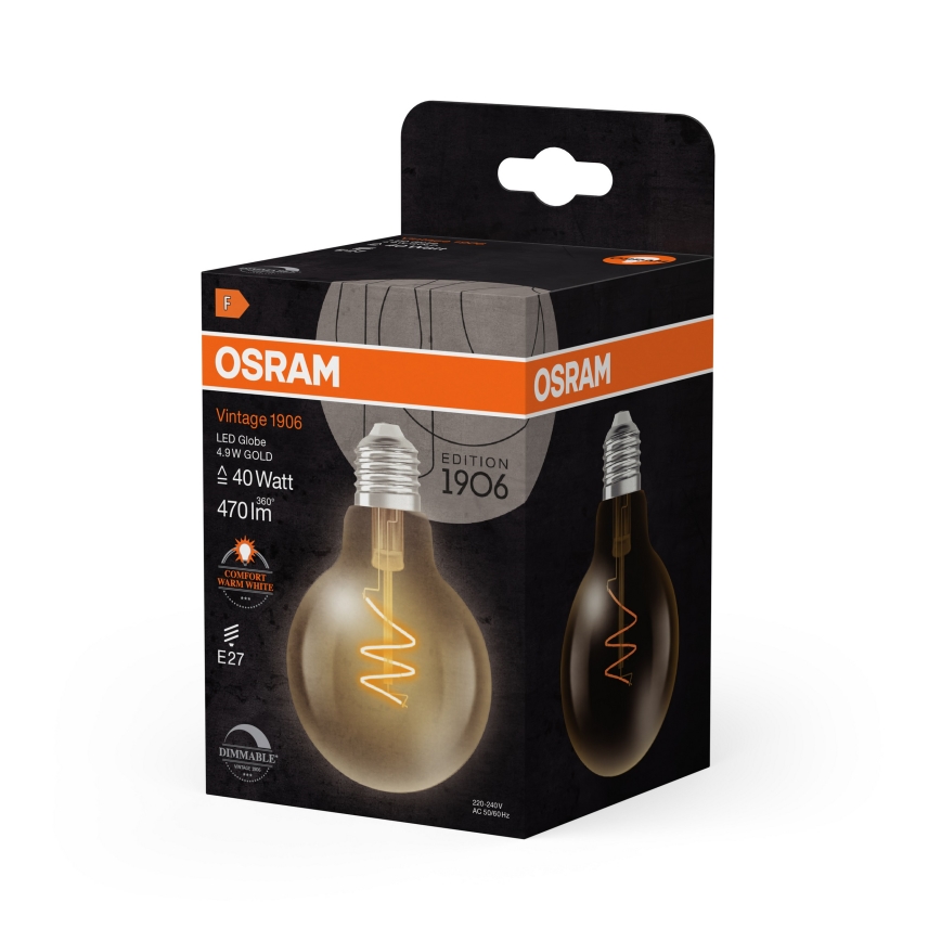 Bombilla LED regulable Filamento vintage E27/4,9W/230V 2200K CRI 90 - Osram