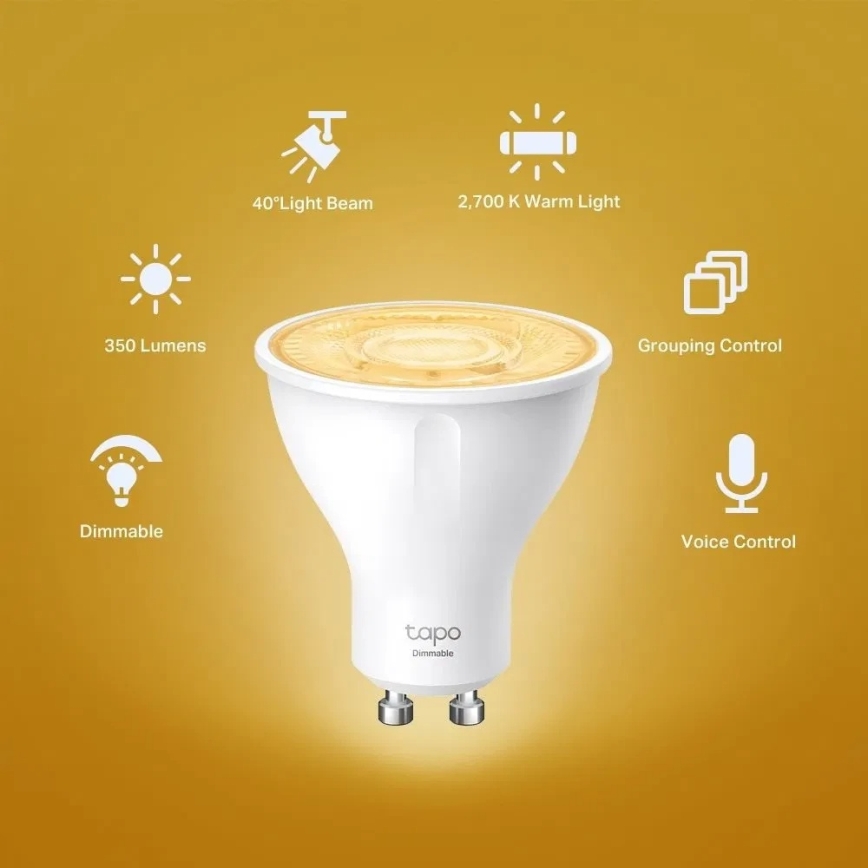 Bombilla LED regulable GU10/2,9W/230V 2700K Wi-Fi - TP-Link
