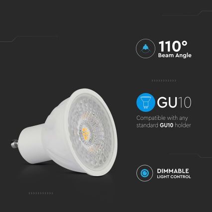 Bombilla LED regulable GU10/6W/230V 4000K 110°