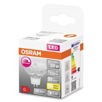 Bombilla LED regulable GU5,3/3,4W/12V 2700K CRI 90 - Osram