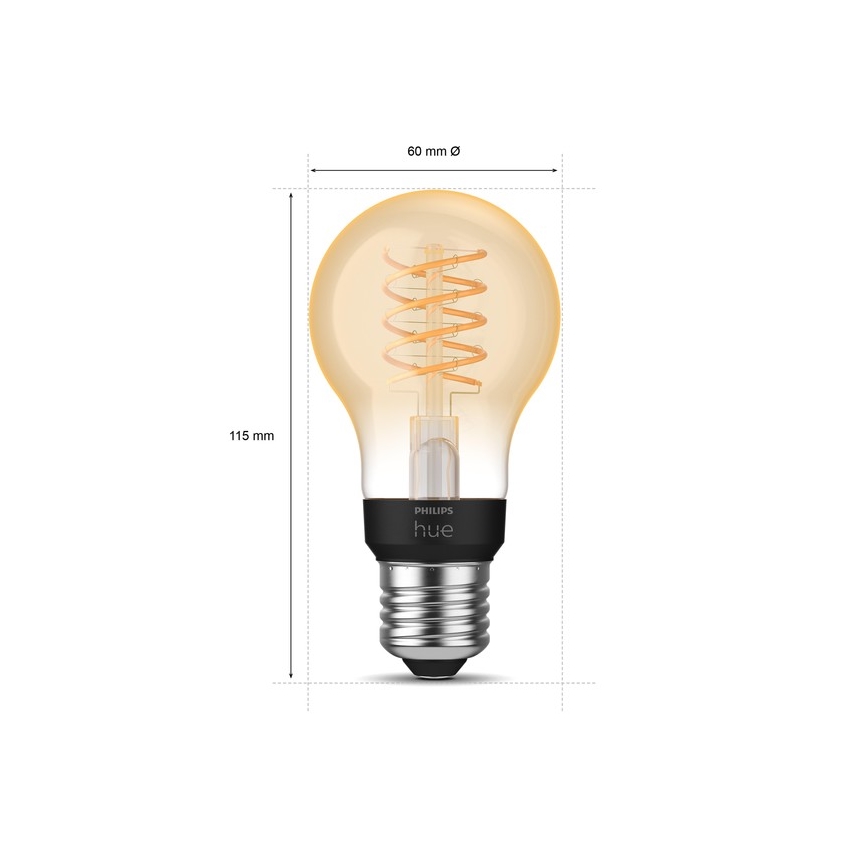 Bombilla LED regulable Philips Hue WHITE FILAMENT A60 E27/7W/230V 2100K