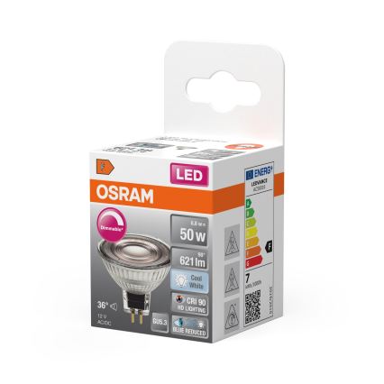 Lámpara LED reflectora regulable MR16 GU5,3/6,8W/12V 4000K 36° CRI 90 - Osram