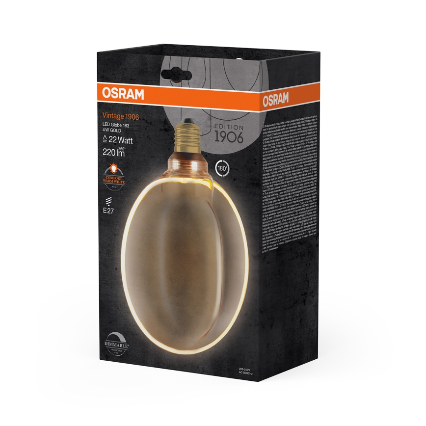 Bombilla LED regulable VINTAGE E27/4W/230V 1800K dorada - Osram