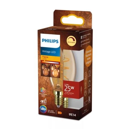 Bombilla LED regulable VINTAGE Philips B35 E14/3,1W/230V 2200K CRI 90